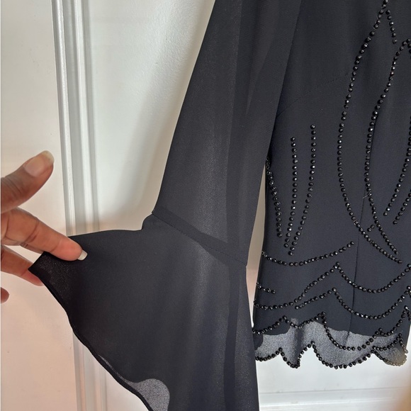 J R NITES VINTAGE Black Beaded Women's Blouse - Picture 5 of 6